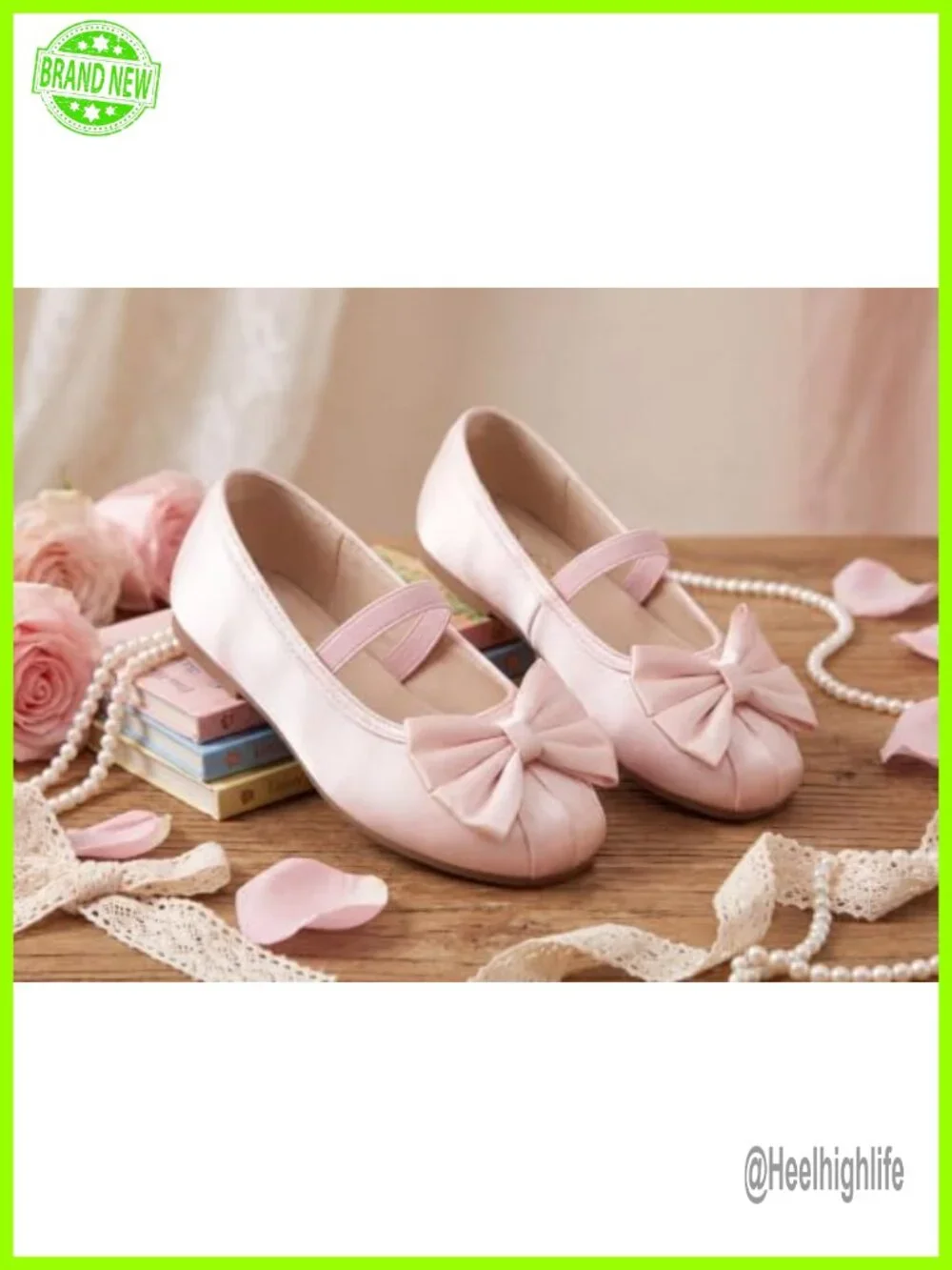 Girls Satin Bow Ballet Flats Square Toe Mary Jane Shoes Sparkly